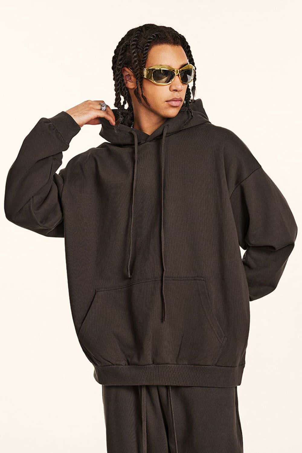 440G Heavyweight Pure Color Hooded Sweatshirt