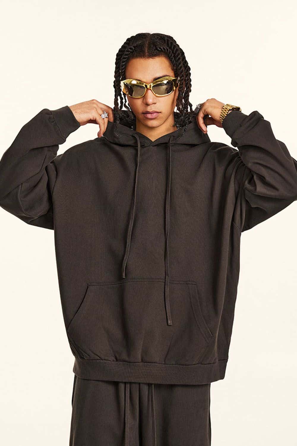 440G Heavyweight Pure Color Hooded Sweatshirt