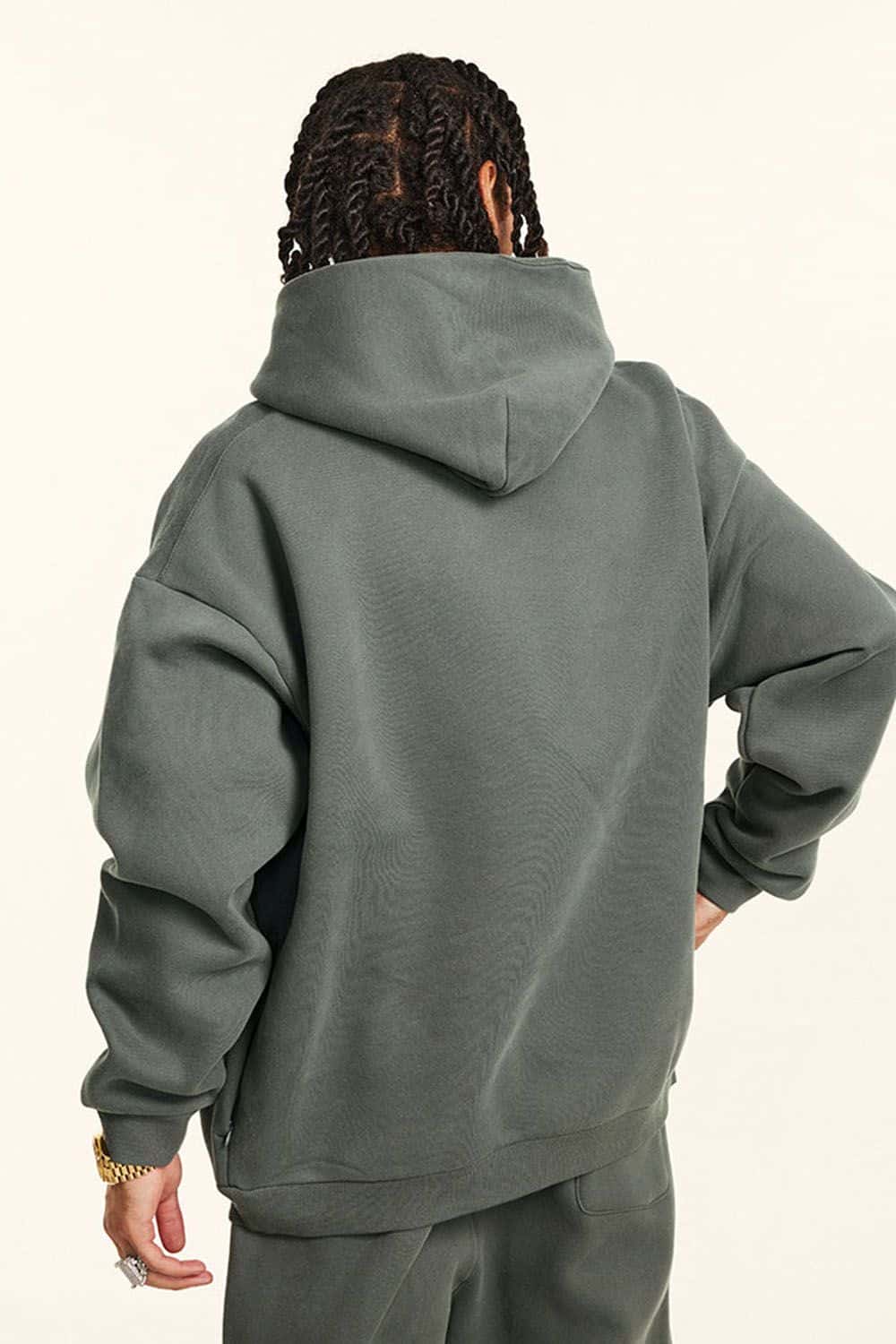 Loose Fleece-Lined Sports Hoodie with Invisible Zipper