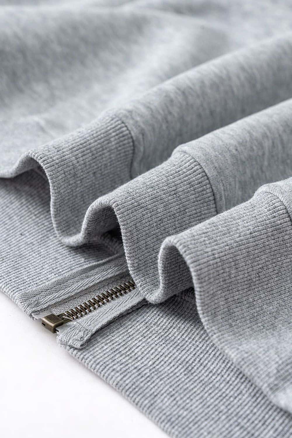Light Gray Fleece-Lined Zip-Up Hoodie Jacket