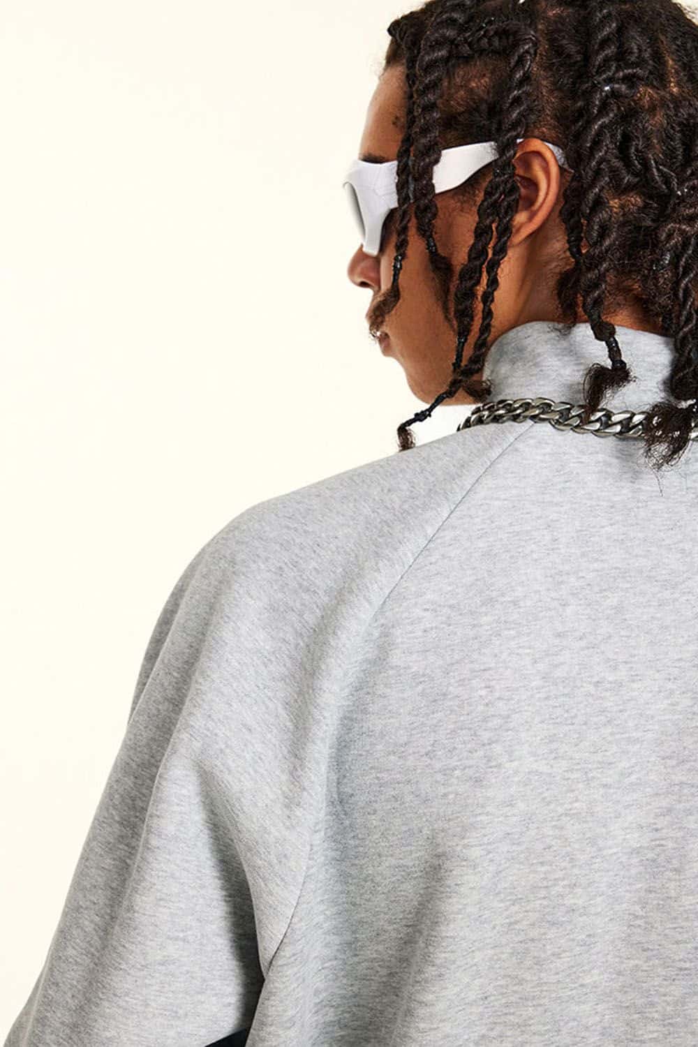 Light Gray Fleece-Lined Zip-Up Hoodie Jacket