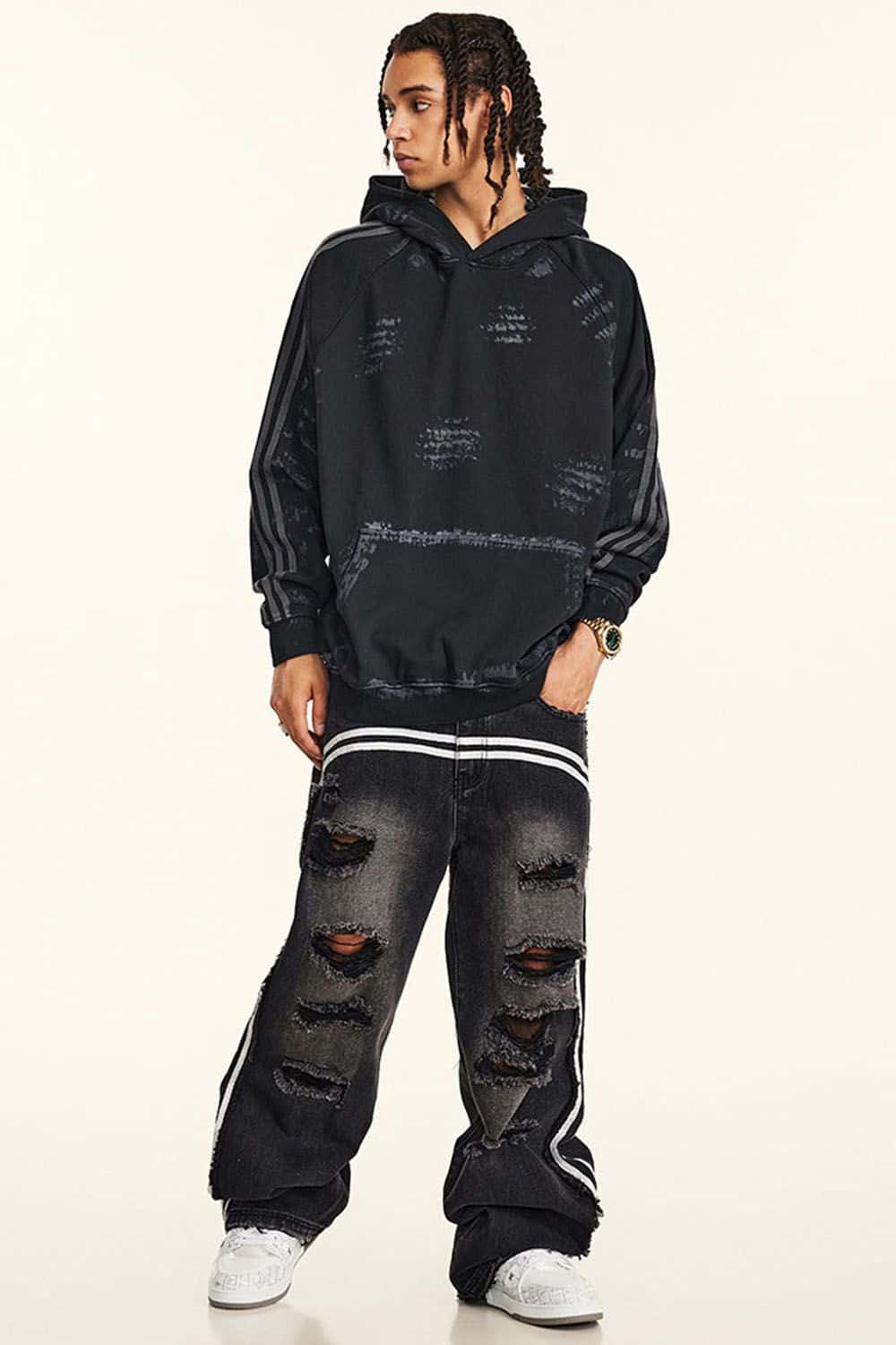 Distressed Paint-Splatter Vintage Hoodie