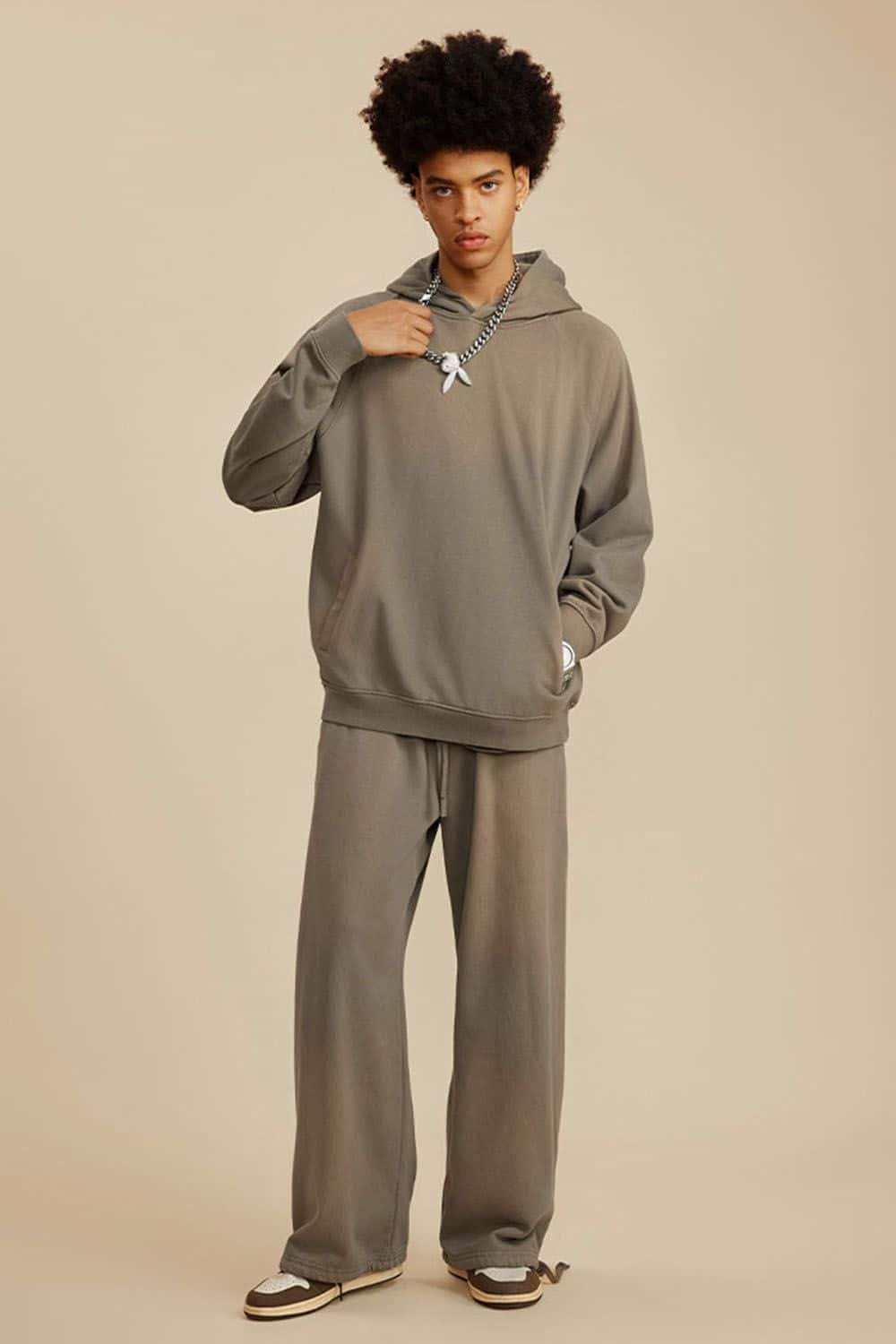 Light Blue Vintage Wash Drop Shoulder Hoodie