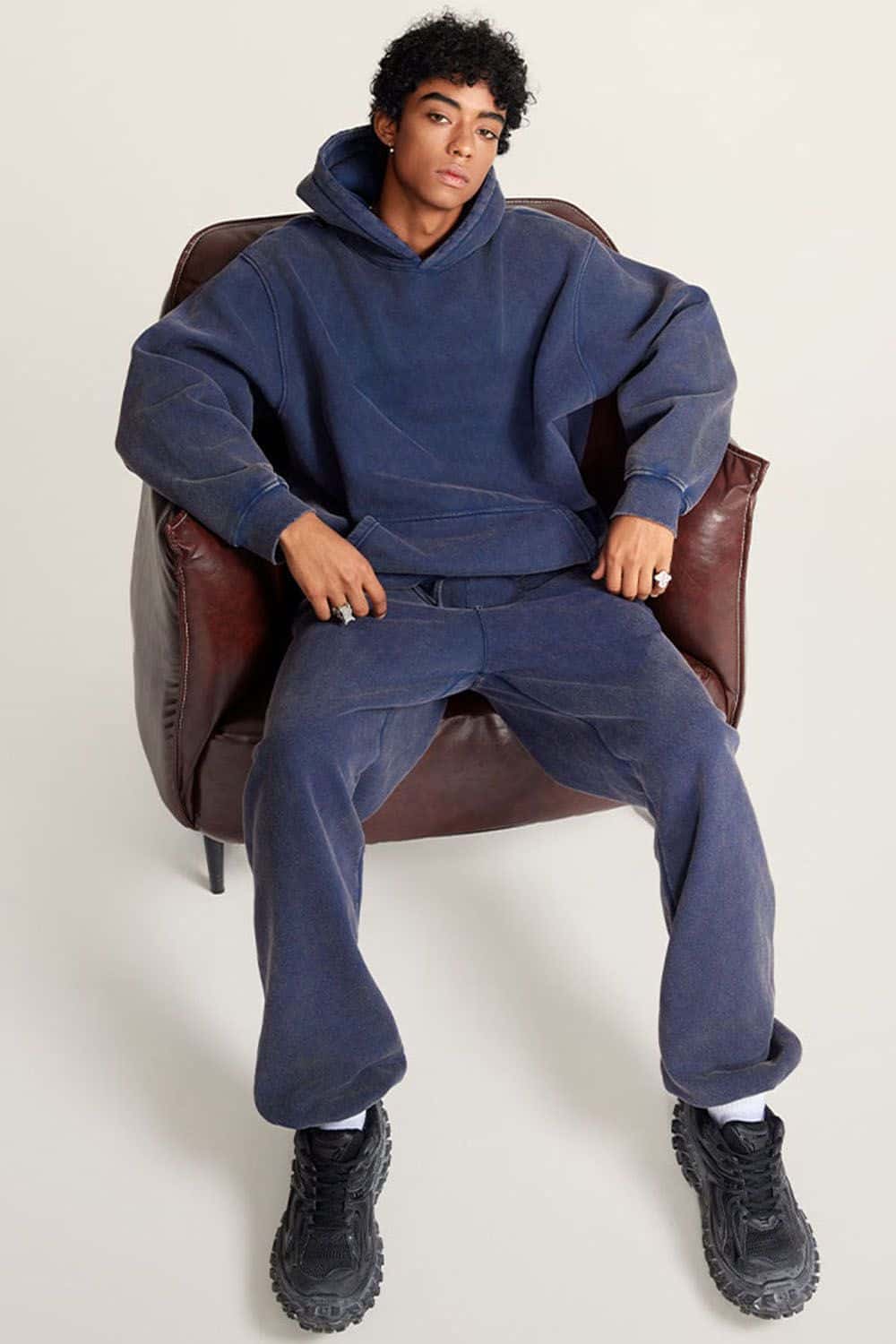 Vintage Washed Fleece-Lined Joggers with Cuffed Ankles