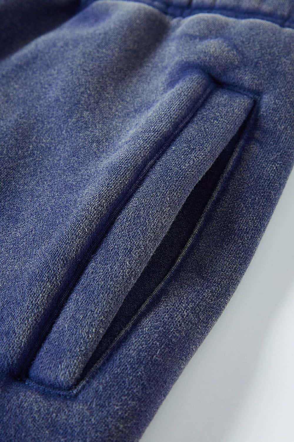 Vintage Washed Fleece-Lined Joggers with Cuffed Ankles