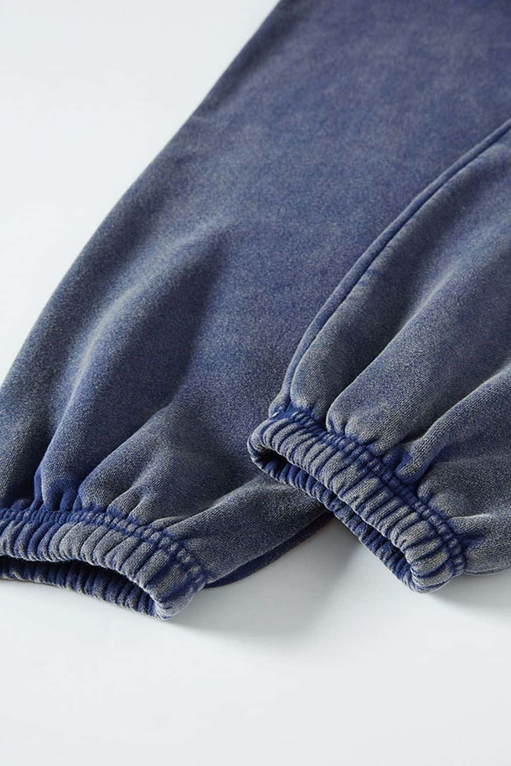 Vintage Washed Fleece-Lined Joggers with Cuffed Ankles