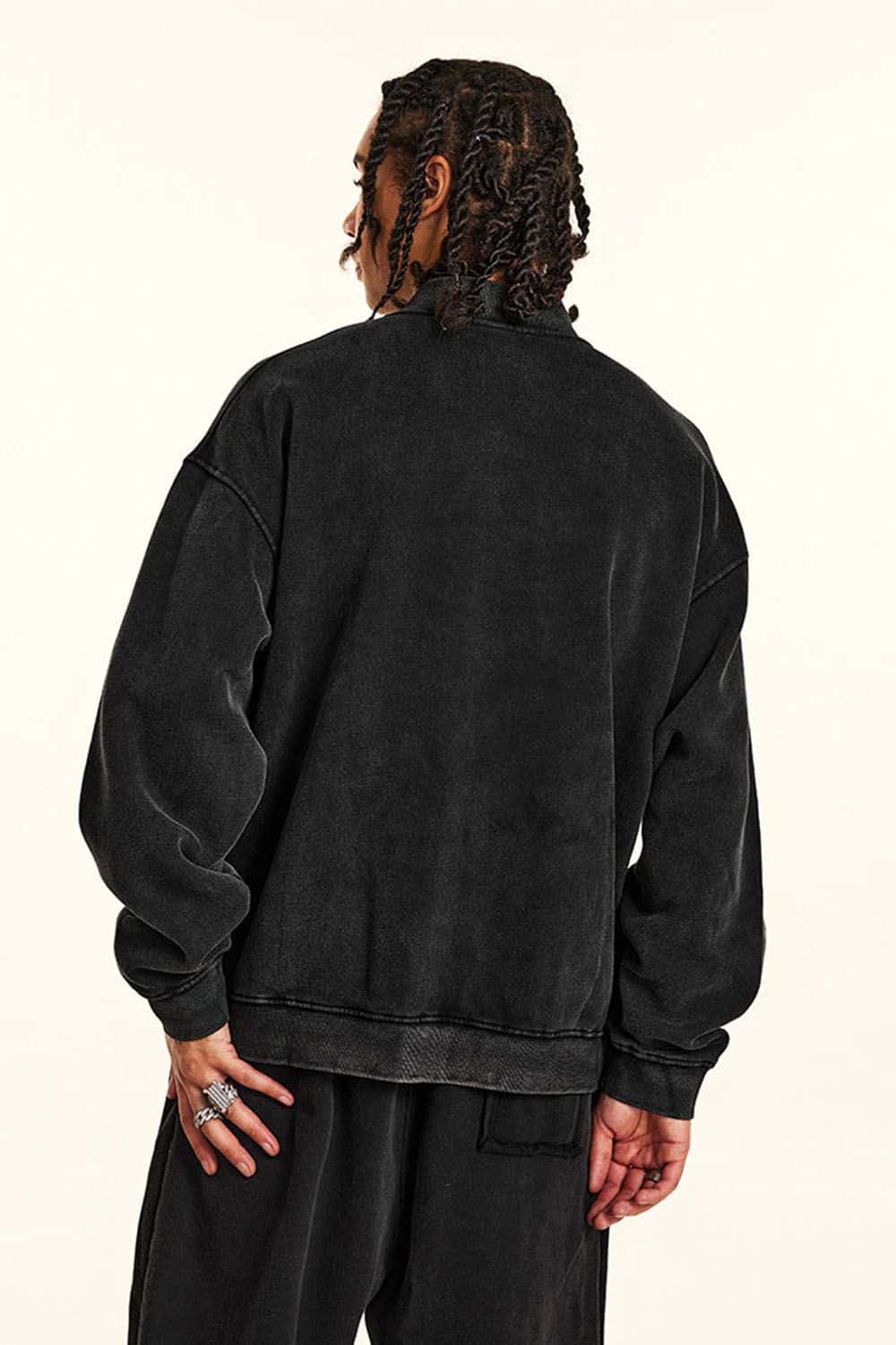 High Street Vintage Wash Fleece-Lined Zip-Up Hoodie