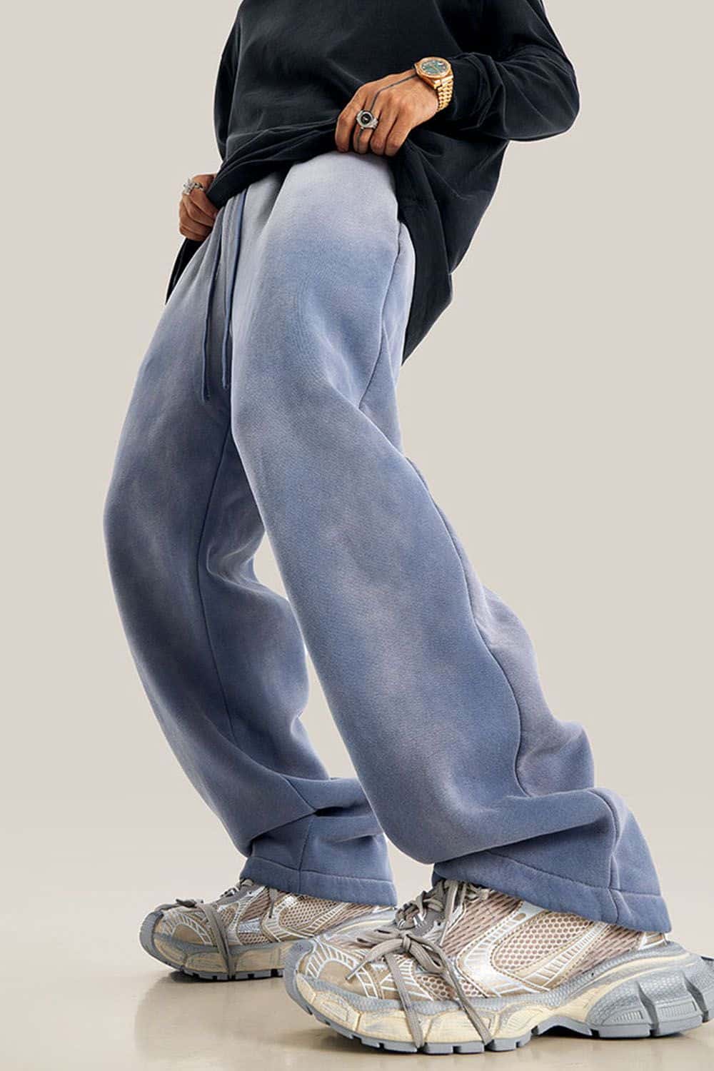 Fleece-Lined Thick Wide-Leg Streetwear Sweatpants