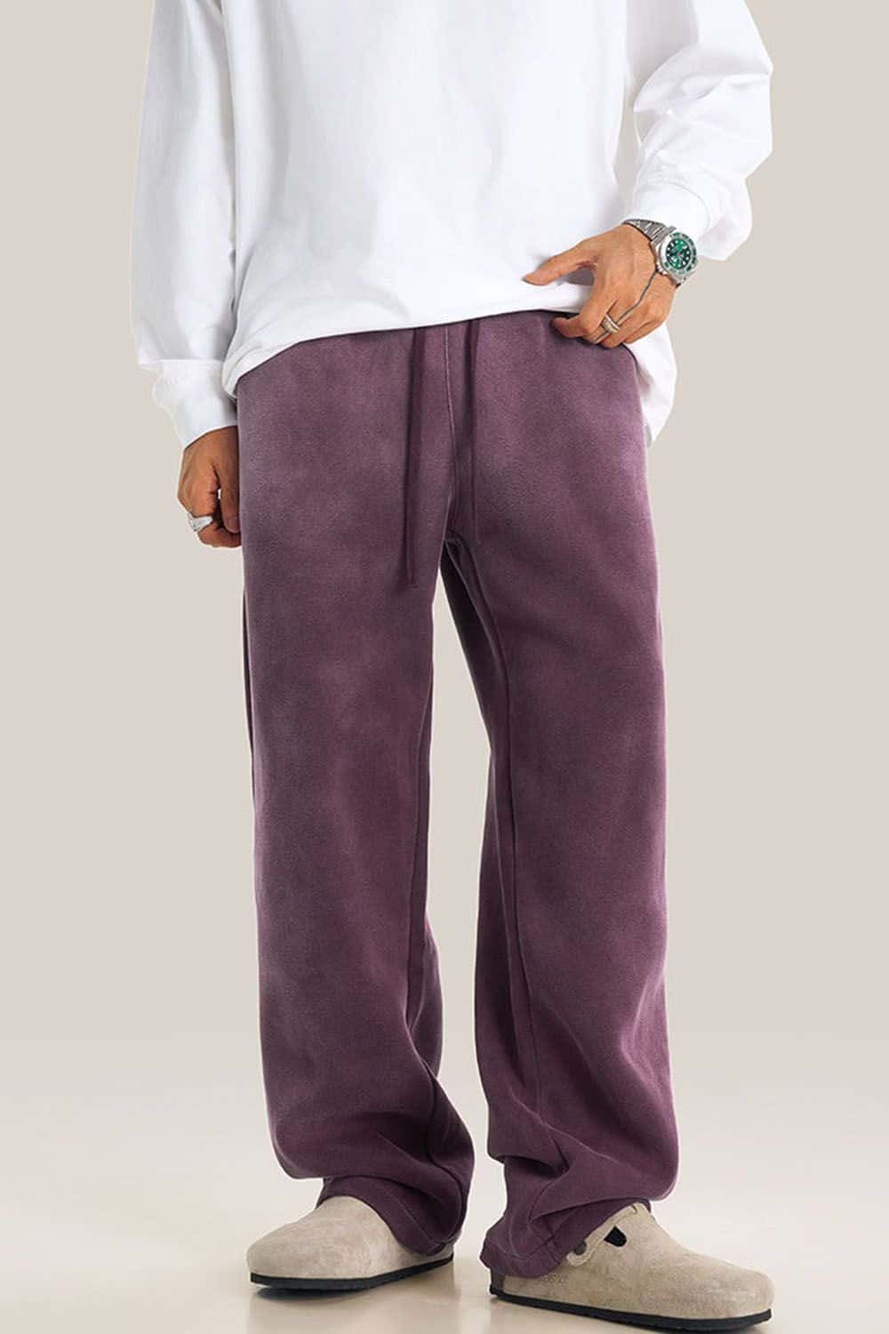 Fleece-Lined Thick Wide-Leg Streetwear Sweatpants