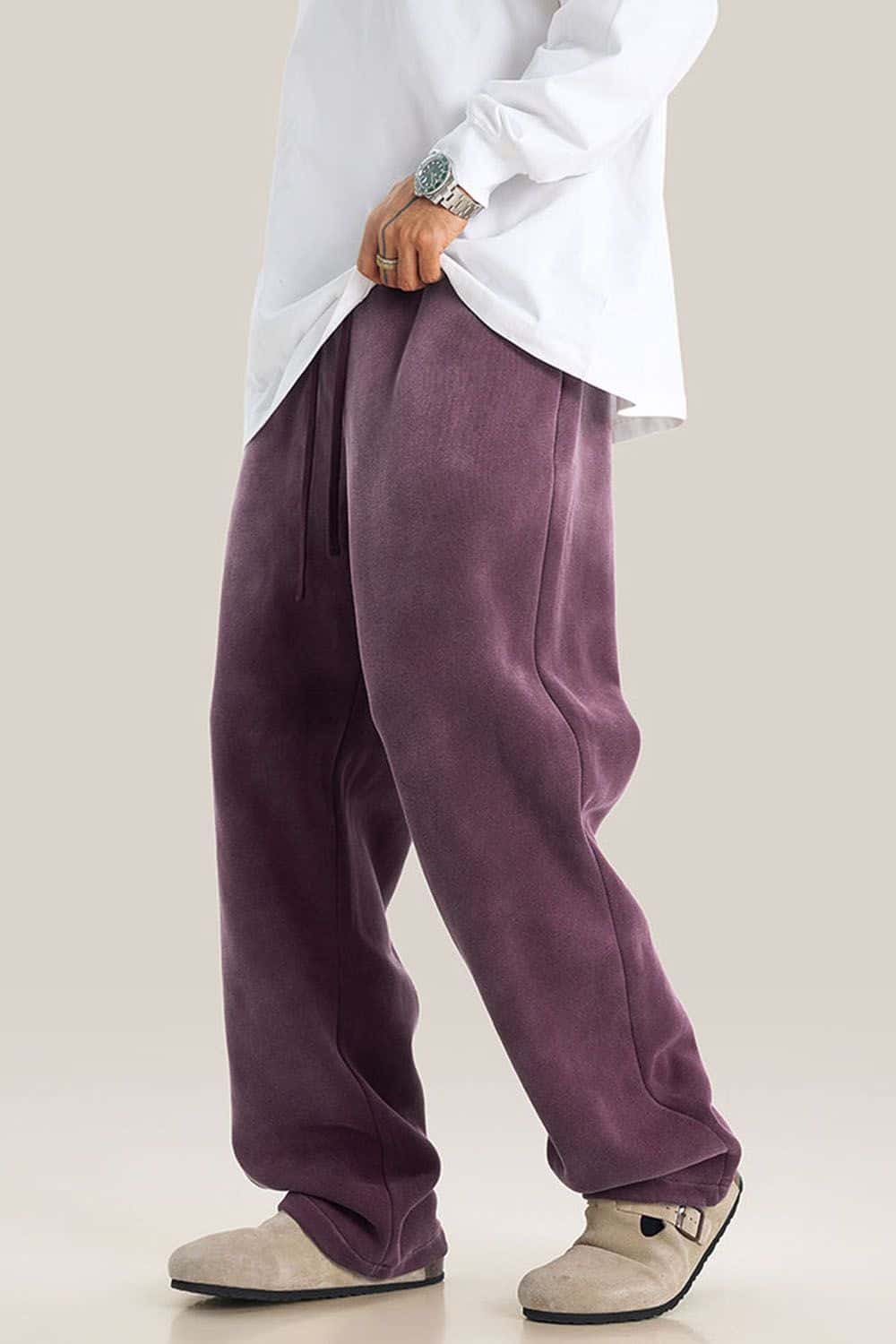 Fleece-Lined Thick Wide-Leg Streetwear Sweatpants