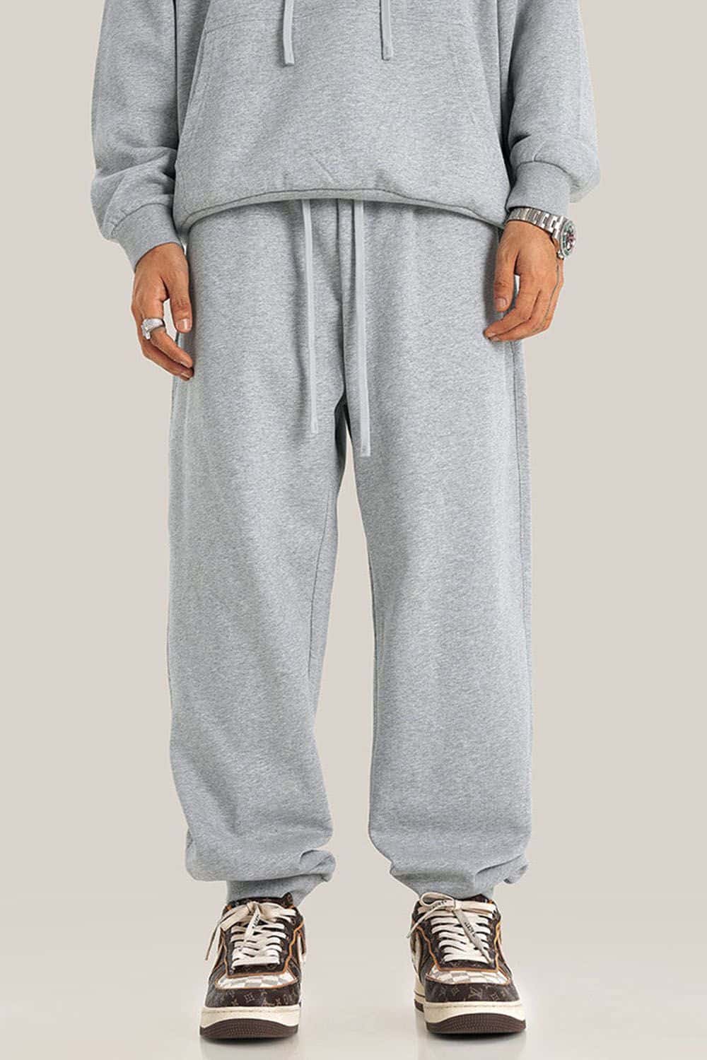 Loose-Fit White Drawstring Casual Sport Joggers