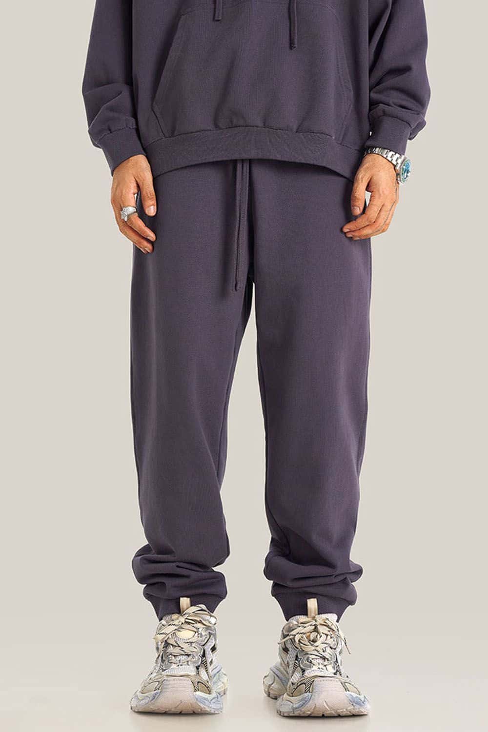 Loose-Fit White Drawstring Casual Sport Joggers