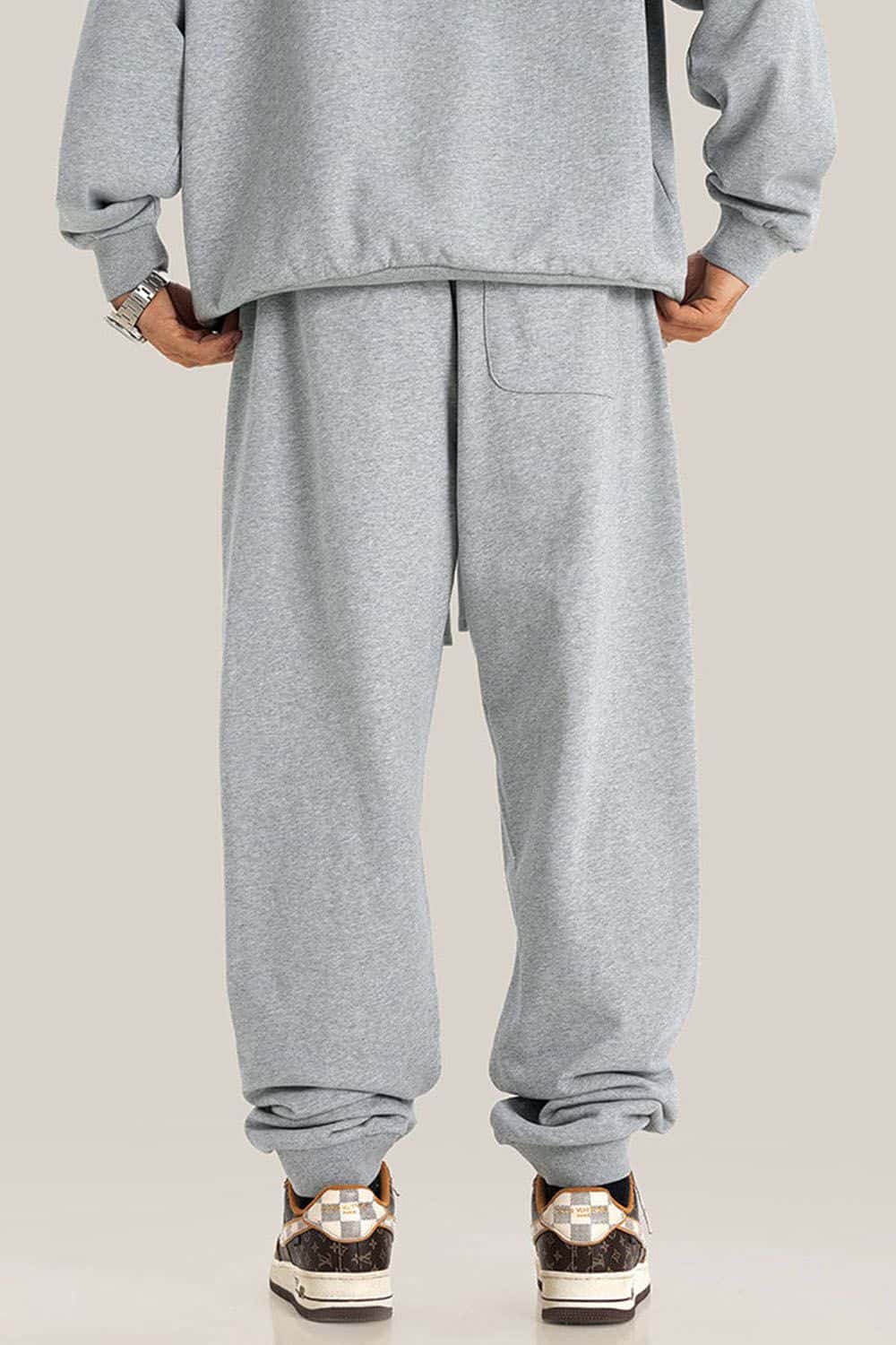 Loose-Fit White Drawstring Casual Sport Joggers