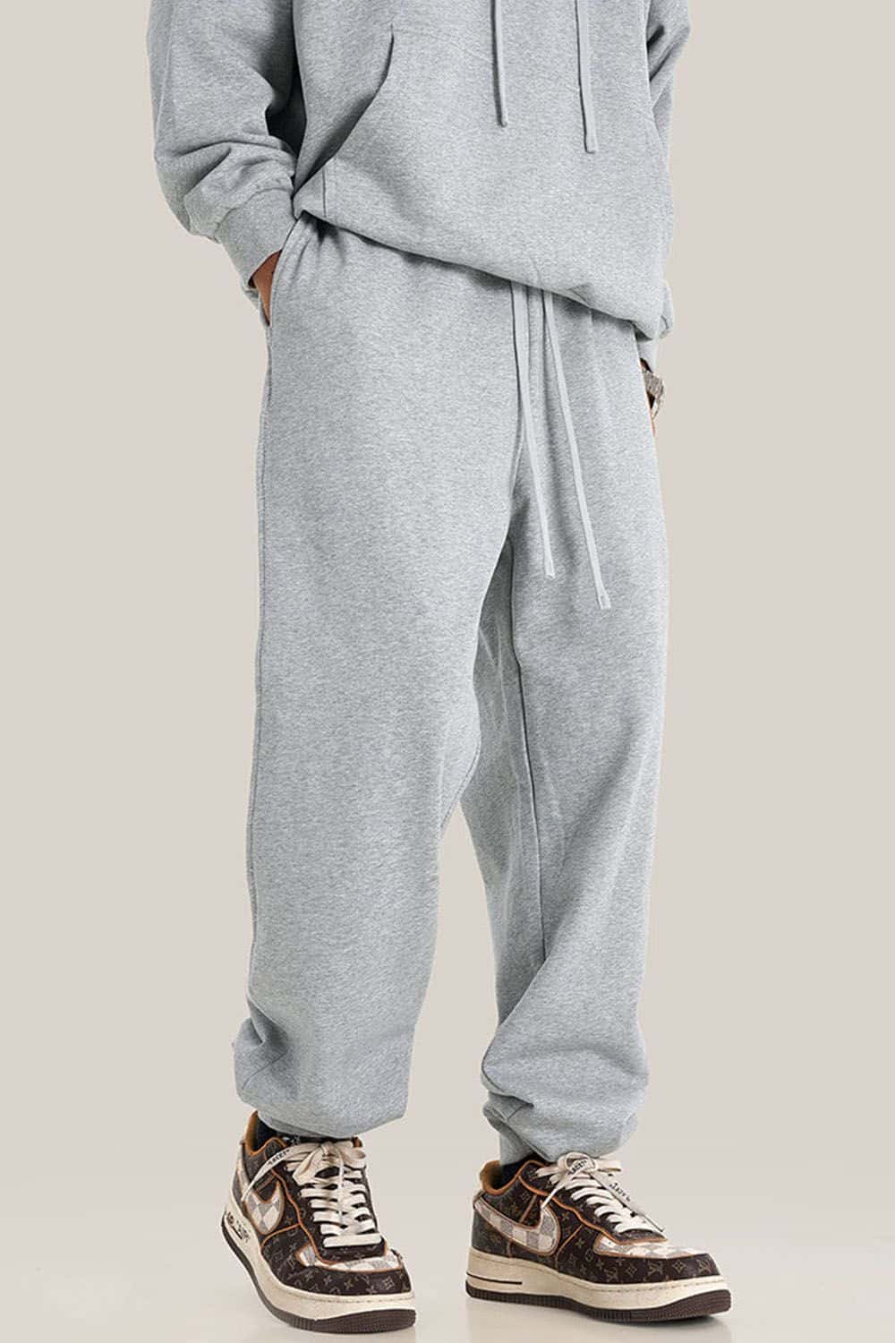 Loose-Fit White Drawstring Casual Sport Joggers