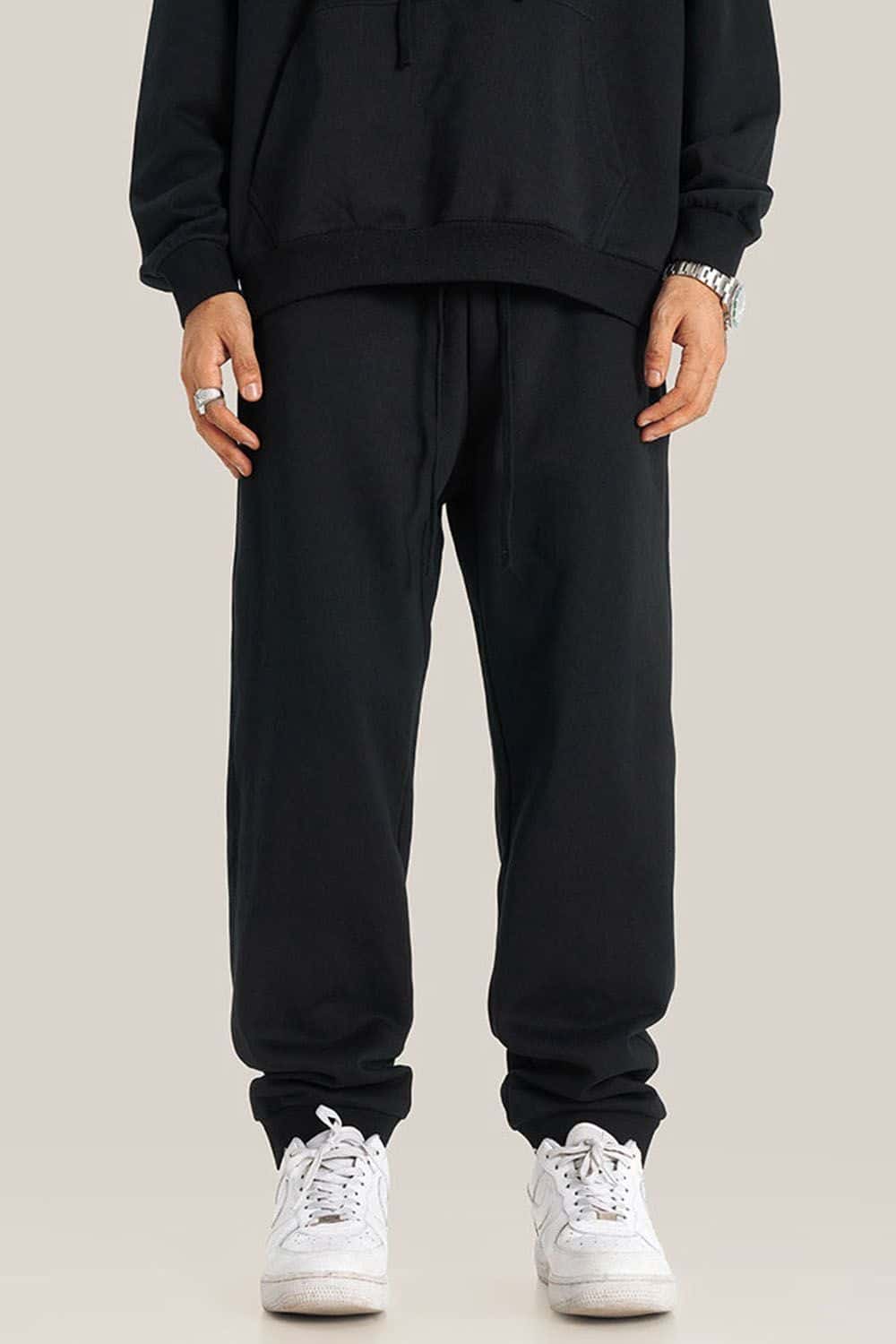 Loose-Fit White Drawstring Casual Sport Joggers