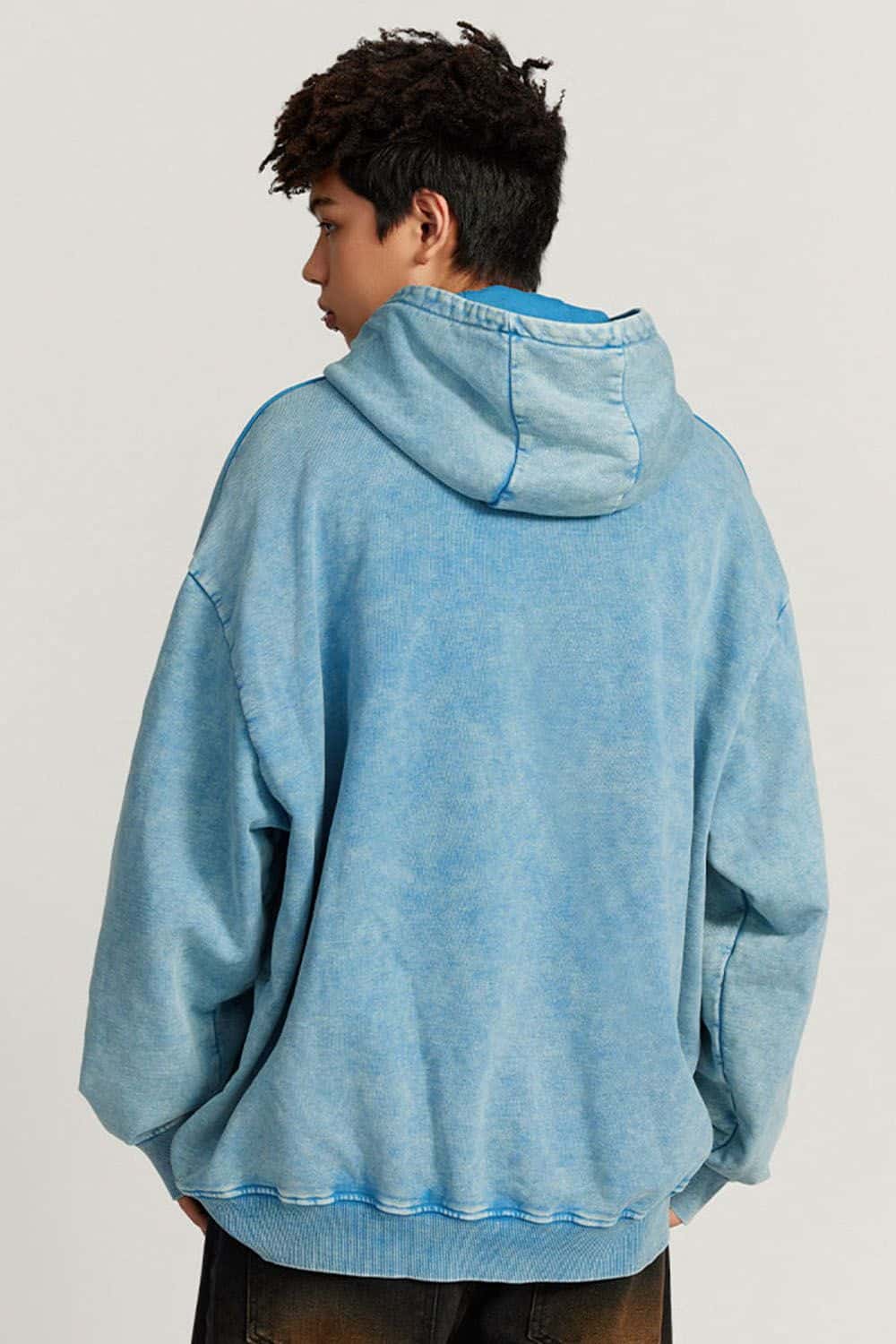 Loose Fit Distressed Wax-Dyed Heavyweight Hoodie