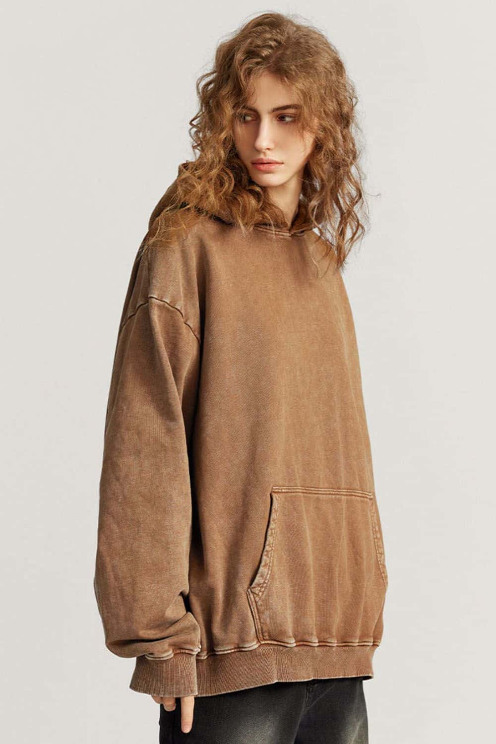 Loose Fit Distressed Wax-Dyed Heavyweight Hoodie