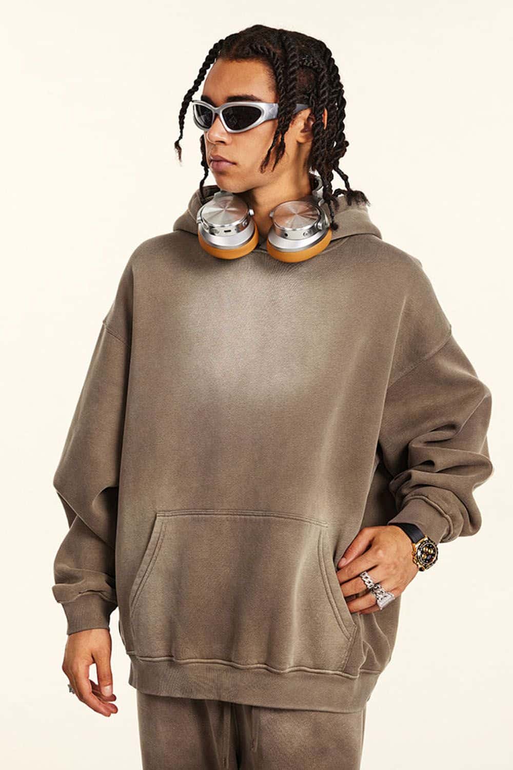 Designer Loose-Fit Fleece-Lined Hoodie