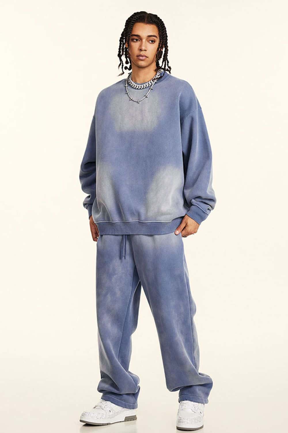 Vintage Hiphop Gradient Fleece Crewneck Sweatshirt