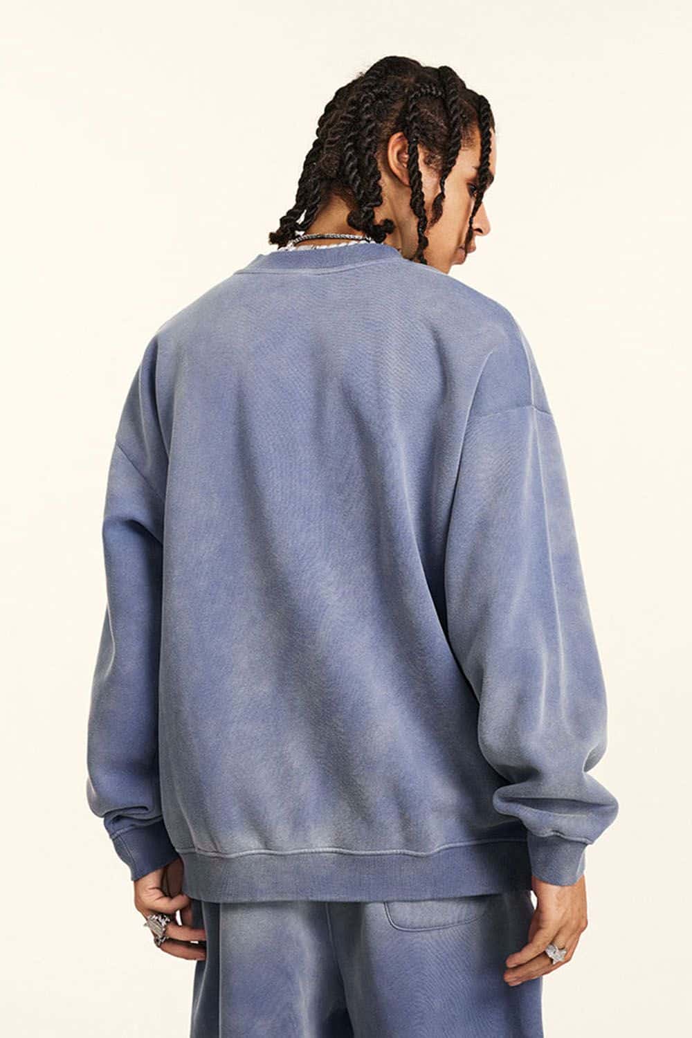 Vintage Hiphop Gradient Fleece Crewneck Sweatshirt