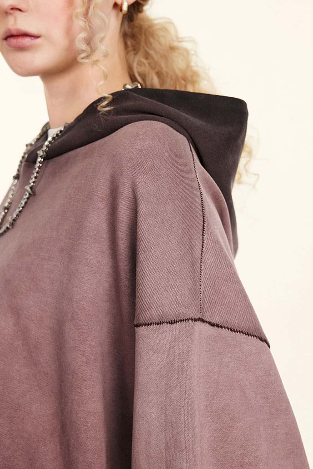 Vintage Contrast Wash Gradient Hoodie