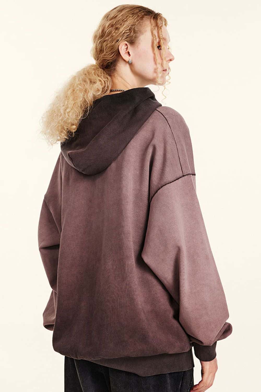 Vintage Contrast Wash Gradient Hoodie