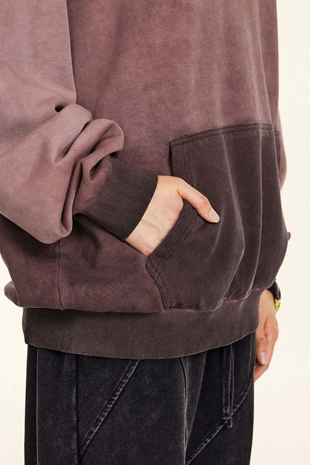 Vintage Contrast Wash Gradient Hoodie