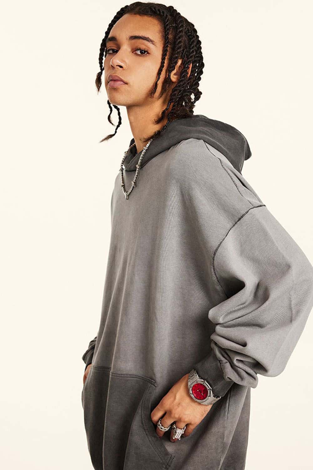 Vintage Contrast Wash Gradient Hoodie