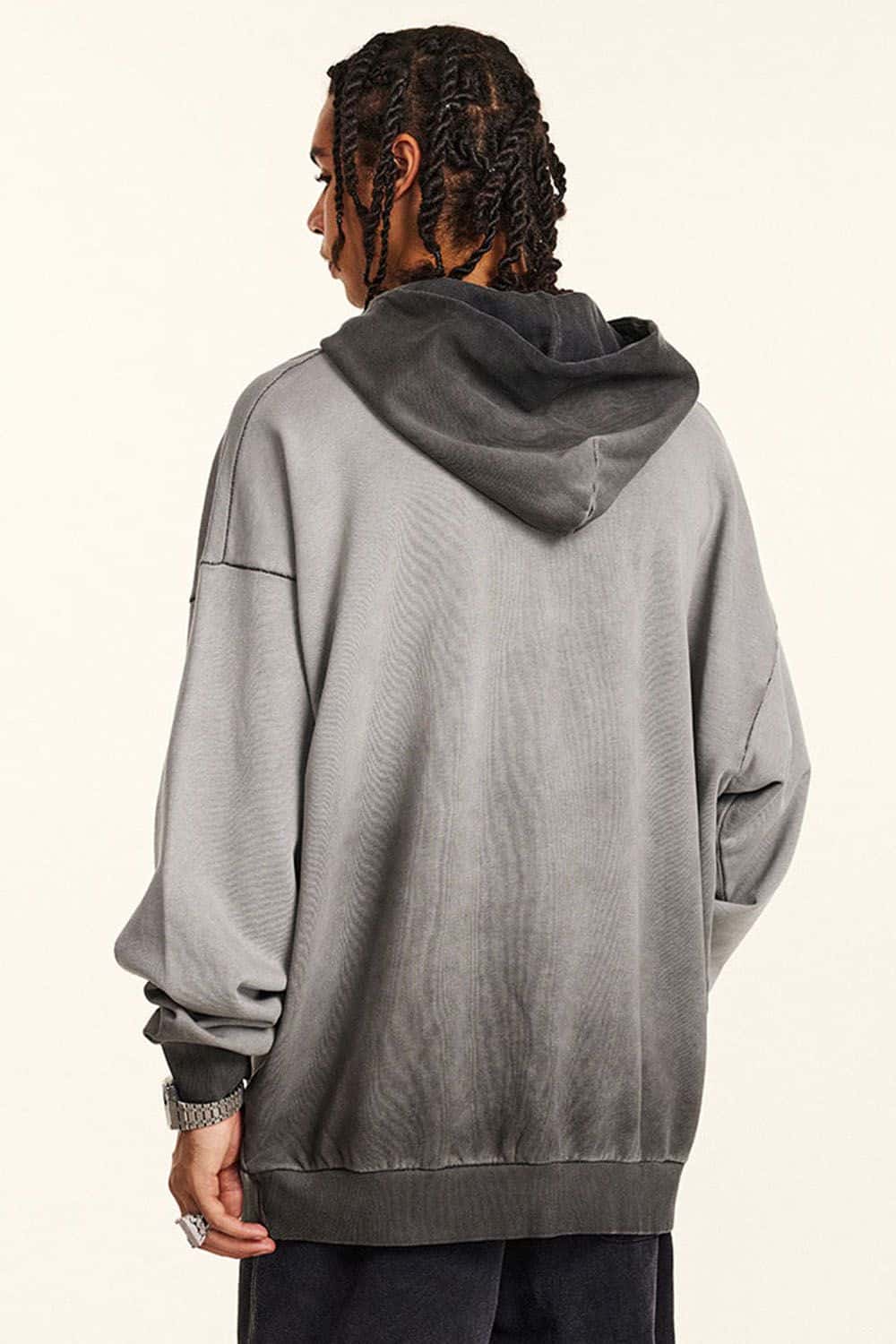 Vintage Contrast Wash Gradient Hoodie
