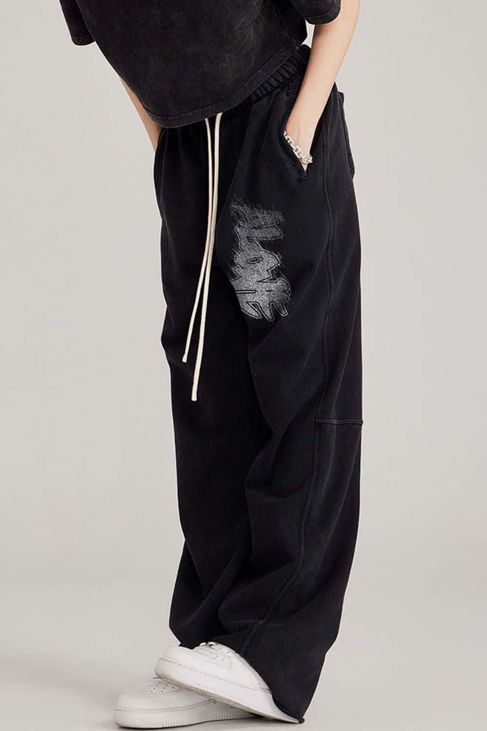 Street Style Gradient Graffiti Wide-Leg Joggers