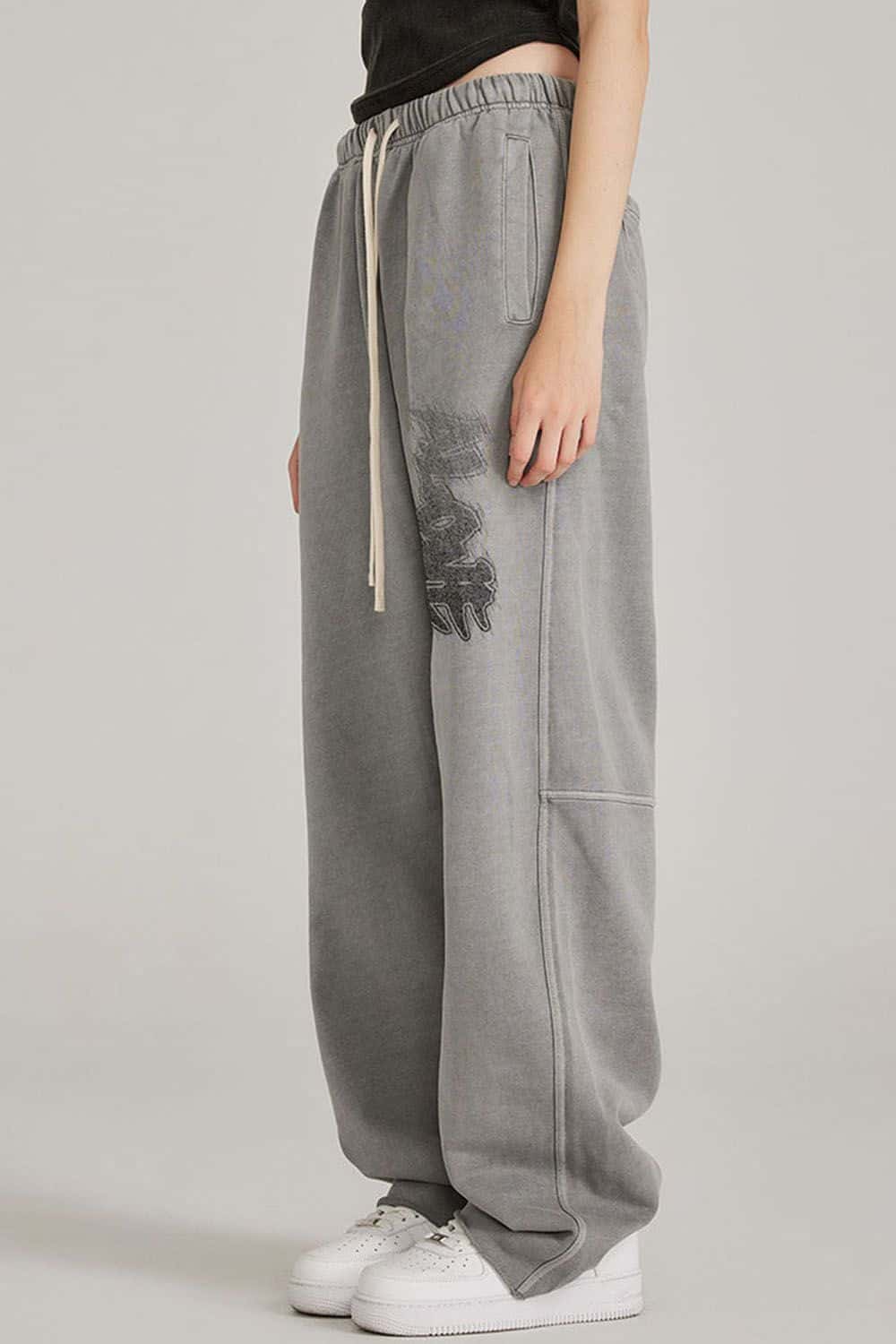Street Style Gradient Graffiti Wide-Leg Joggers