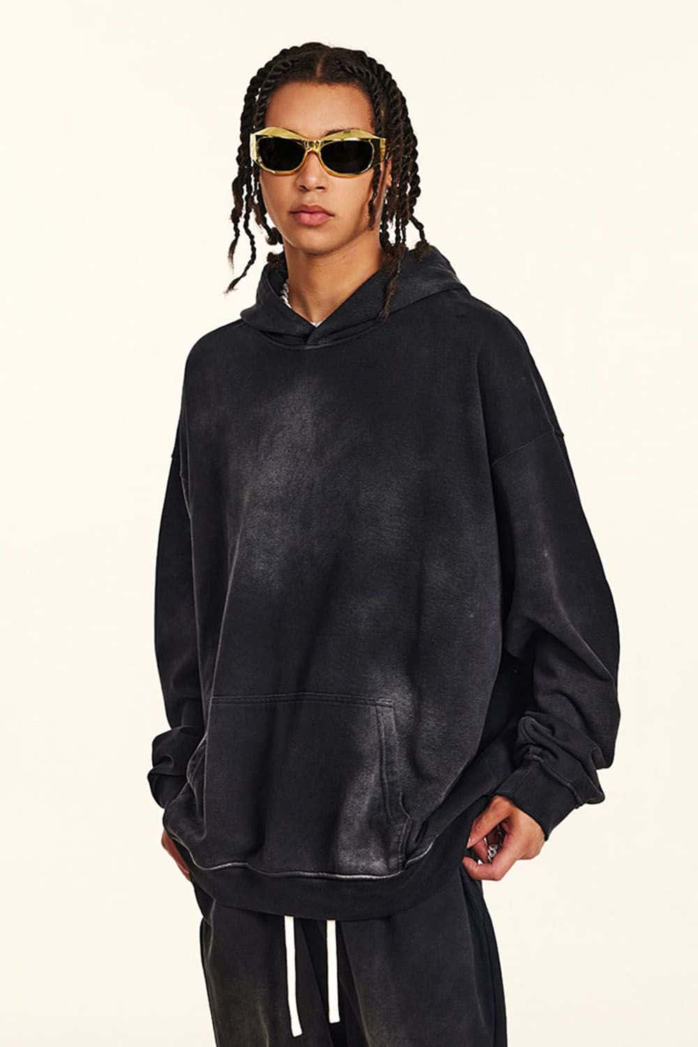 Heavy-Duty Washed High-Street Oversized Hoodie