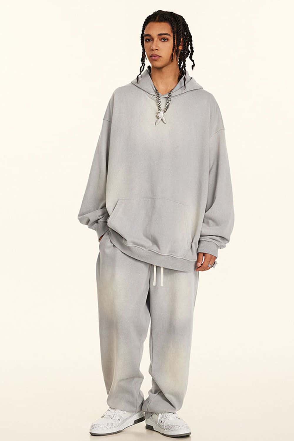 Heavy-Duty Washed High-Street Oversized Hoodie