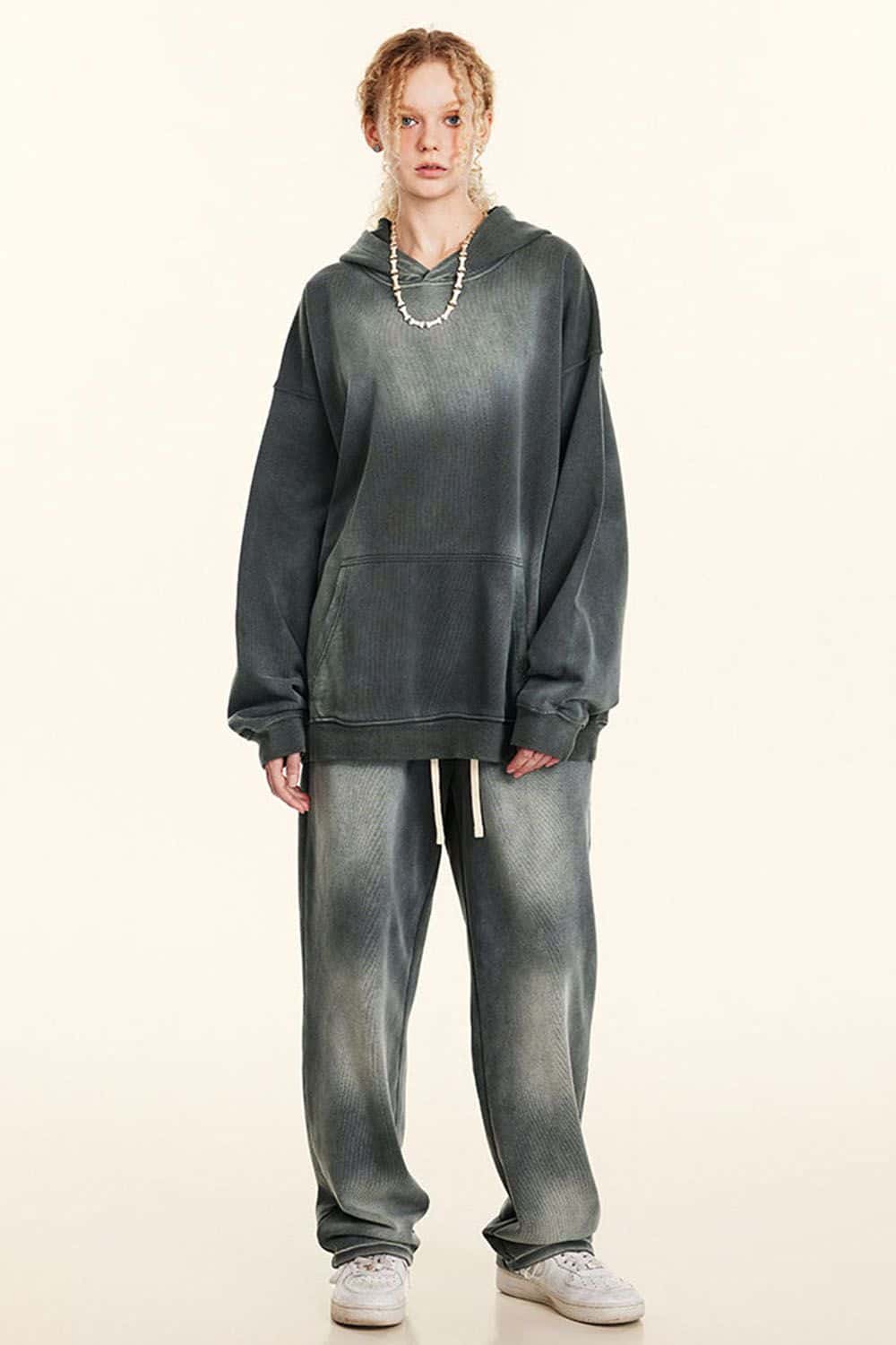 Heavy-Duty Washed High-Street Oversized Hoodie
