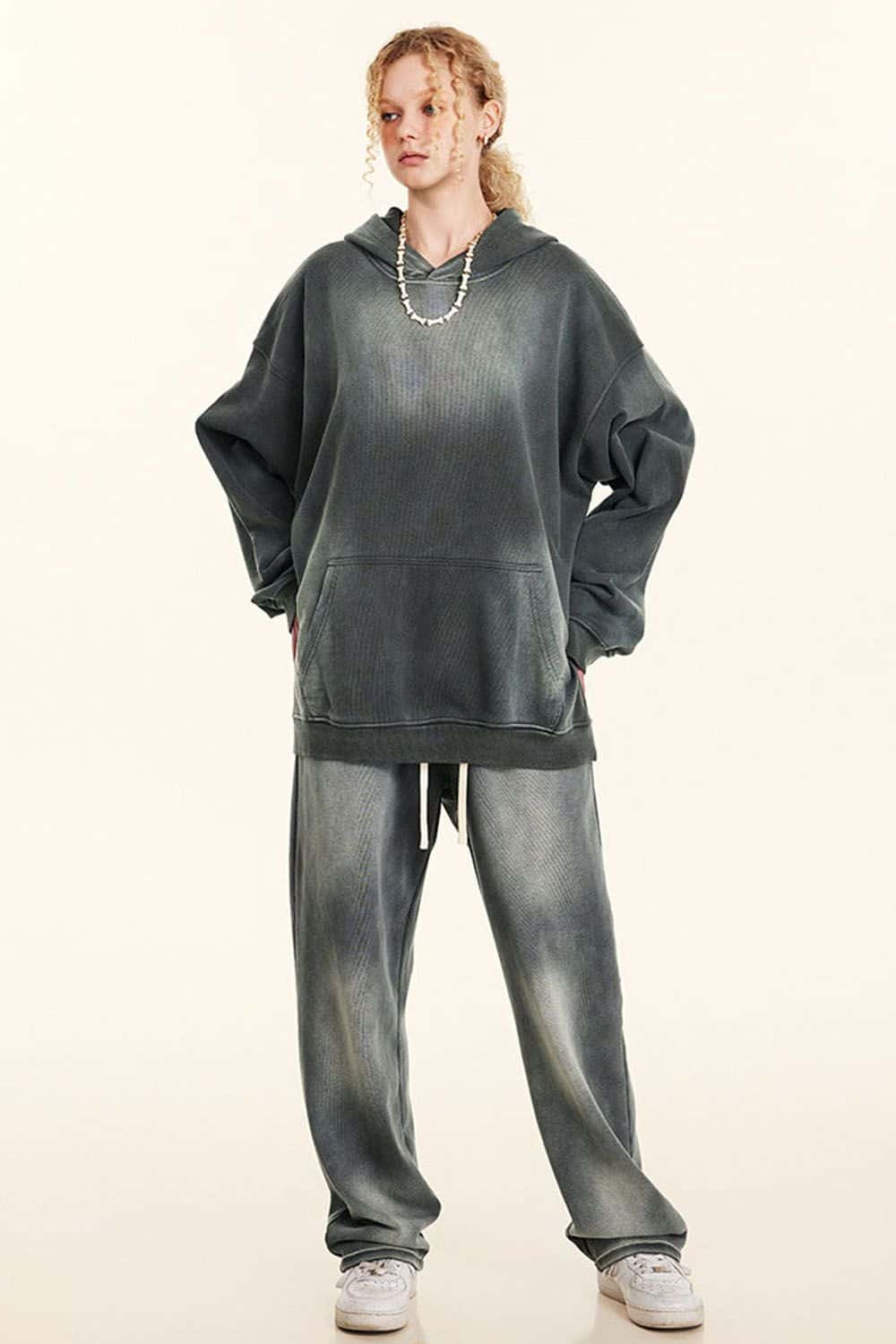 Heavy-Duty Washed High-Street Oversized Hoodie