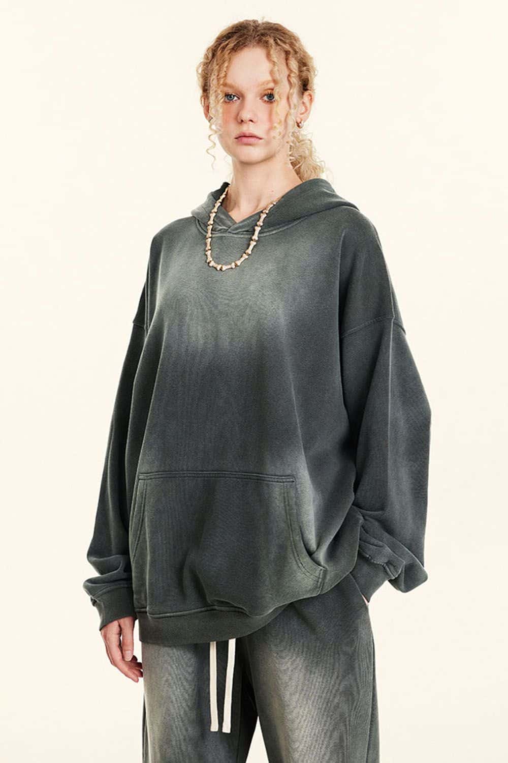 Heavy-Duty Washed High-Street Oversized Hoodie