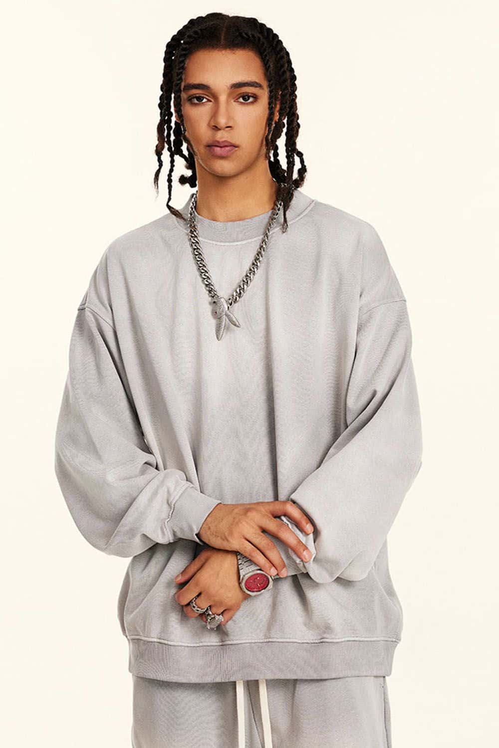 Heavyweight 370g Vintage Wash Versatile Oversized Pullover