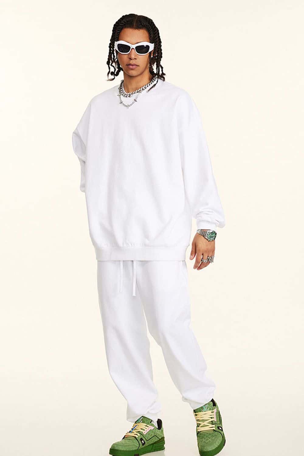 Heavyweight 440g Solid Color Drop-Shoulder Crewneck Sweatshirt