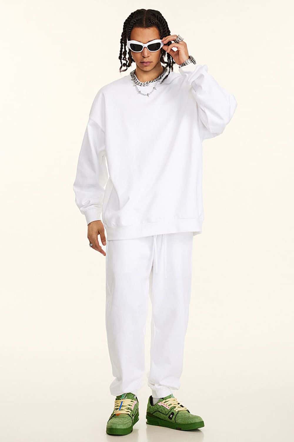 Heavyweight 440g Solid Color Drop-Shoulder Crewneck Sweatshirt