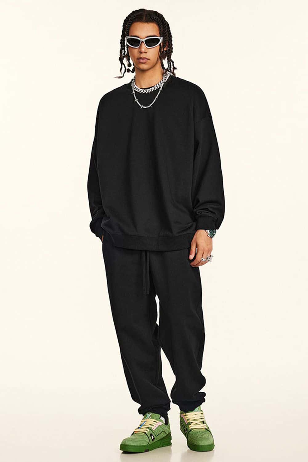 Heavyweight 440g Solid Color Drop-Shoulder Crewneck Sweatshirt