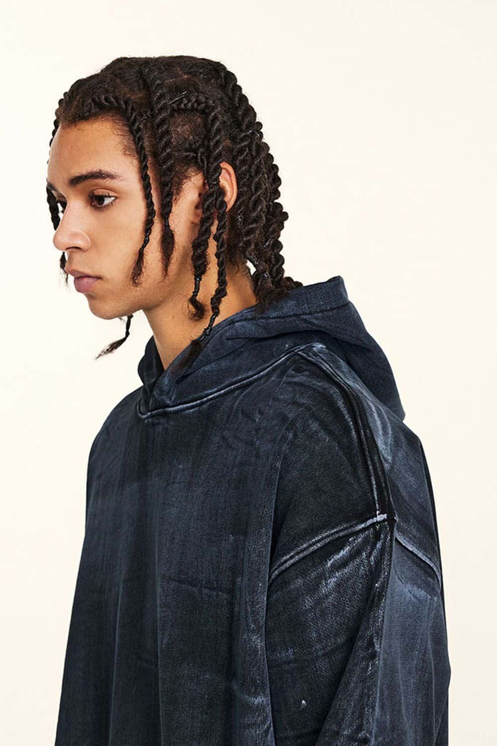 Heavy-Duty Paint-Splattered Fleece Pullover Hoodie