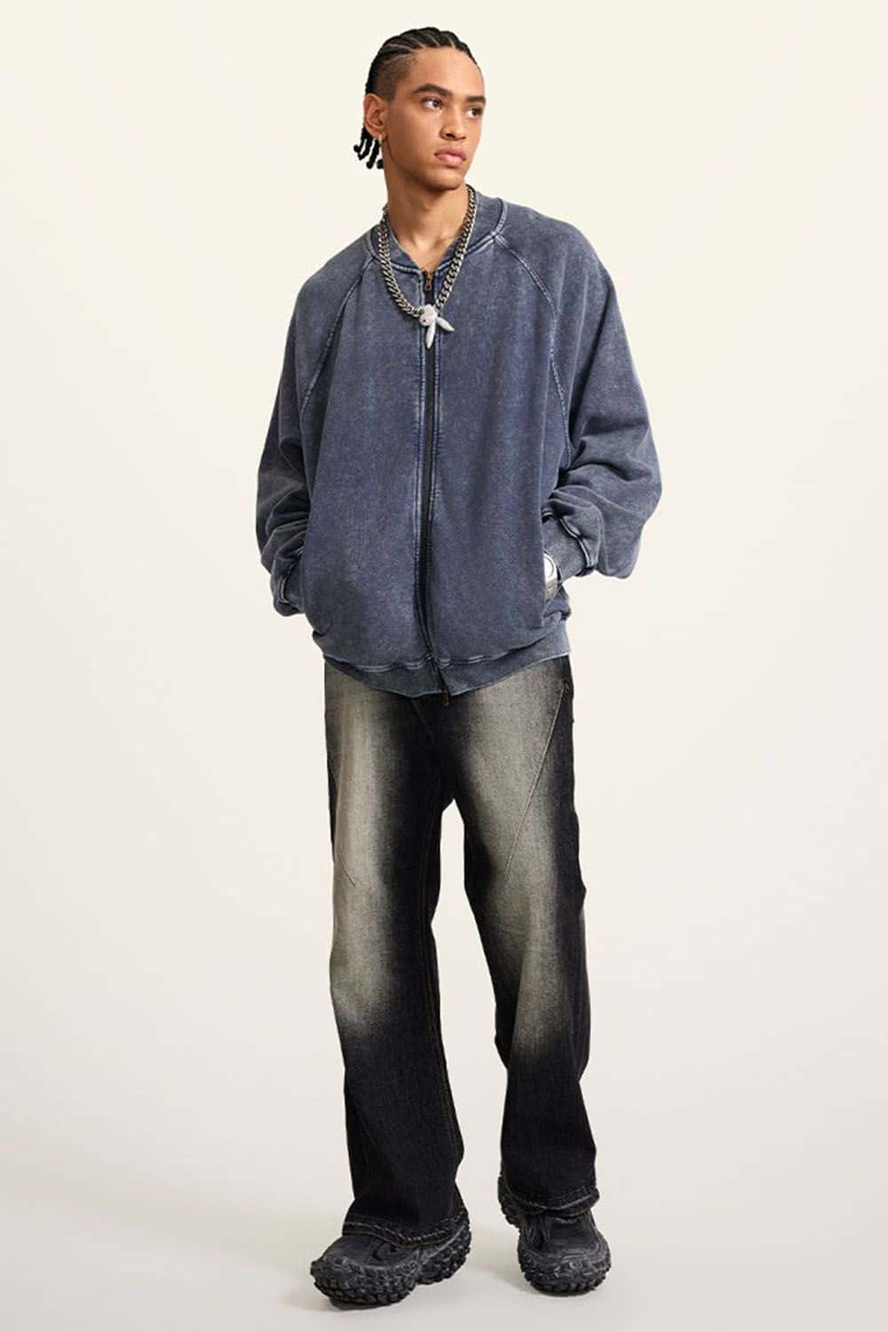 Autumn Vintage Heavyweight 450g Terry Water-Washed Drop Shoulder Jacket