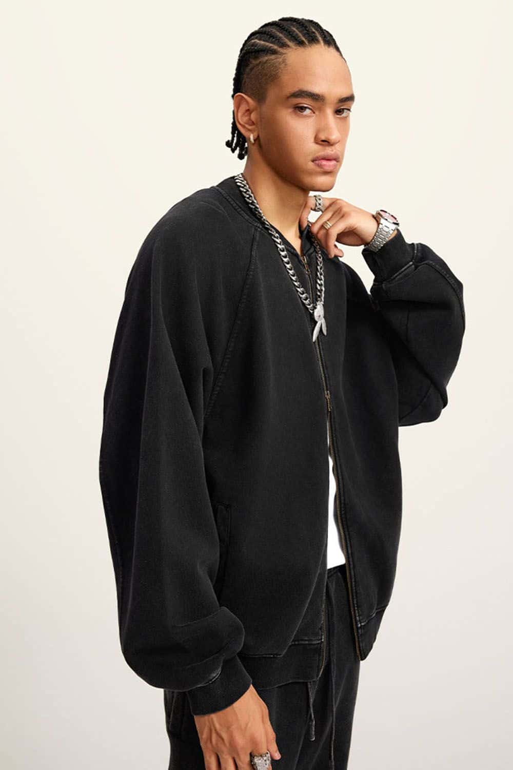 Autumn Vintage Heavyweight 450g Terry Water-Washed Drop Shoulder Jacket