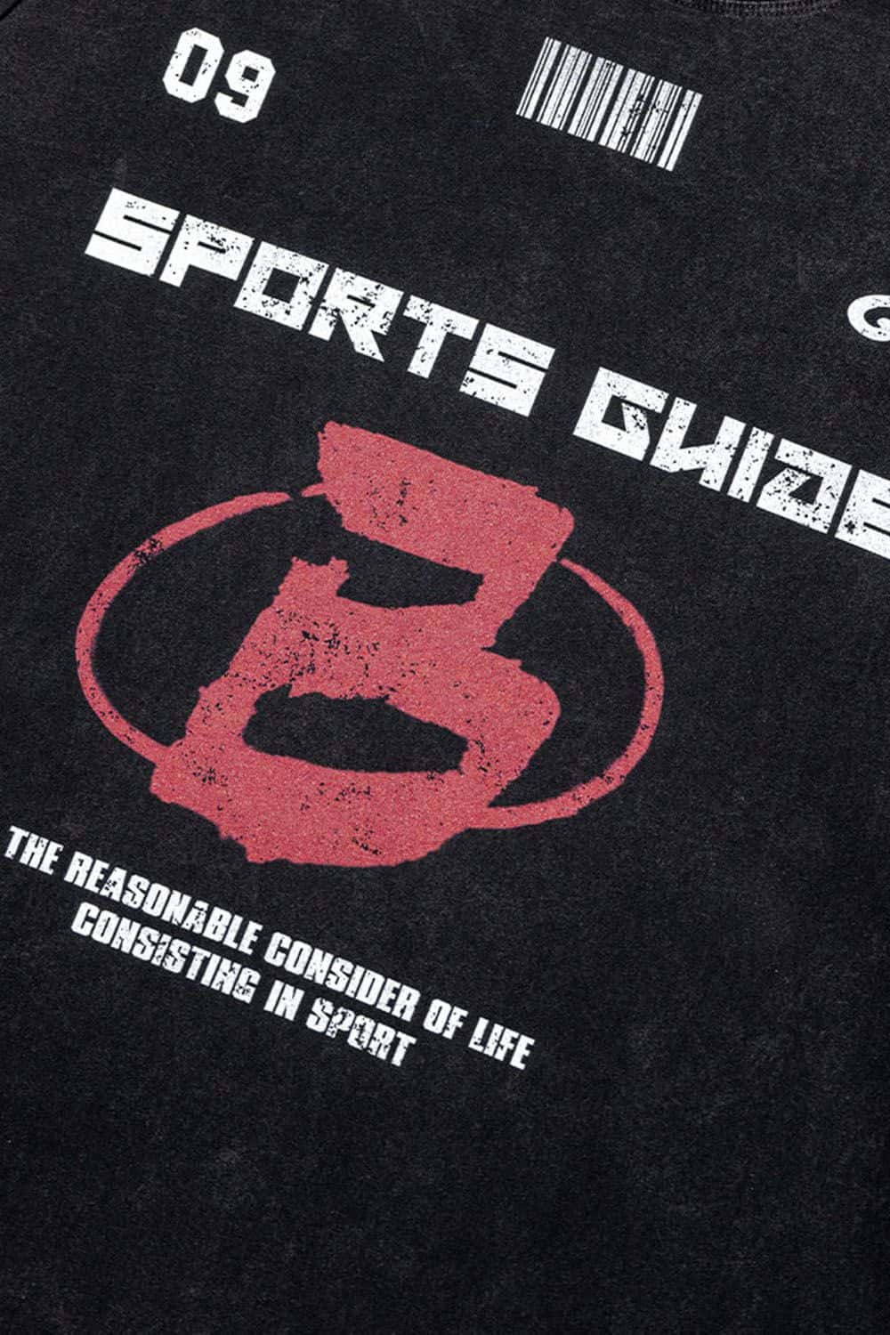 Sports Glaze Graphic Water-Washed Cotton Long-Sleeve T-Shirt