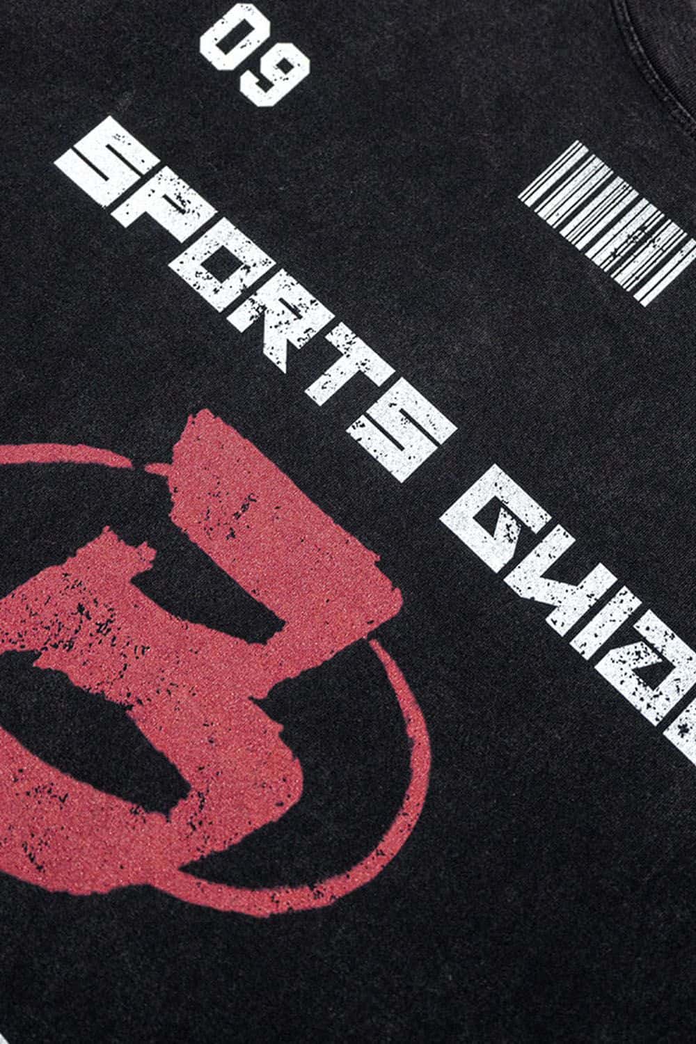 Sports Glaze Graphic Water-Washed Cotton Long-Sleeve T-Shirt