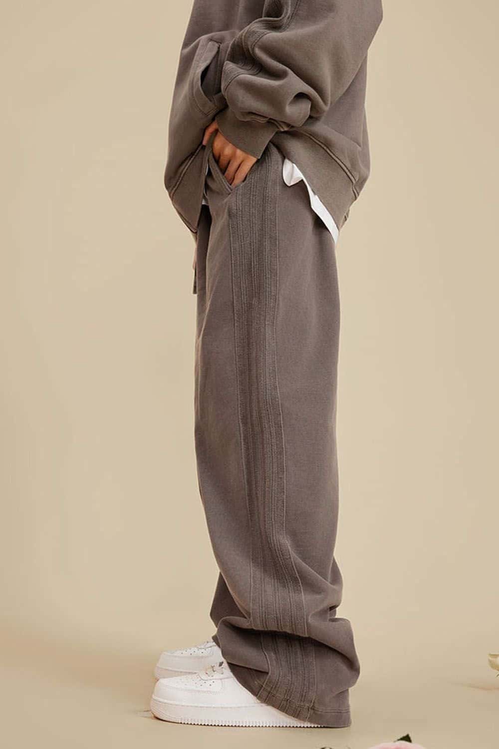 Heavyweight 450g Water-Washed Straight-Leg Jogger Pants