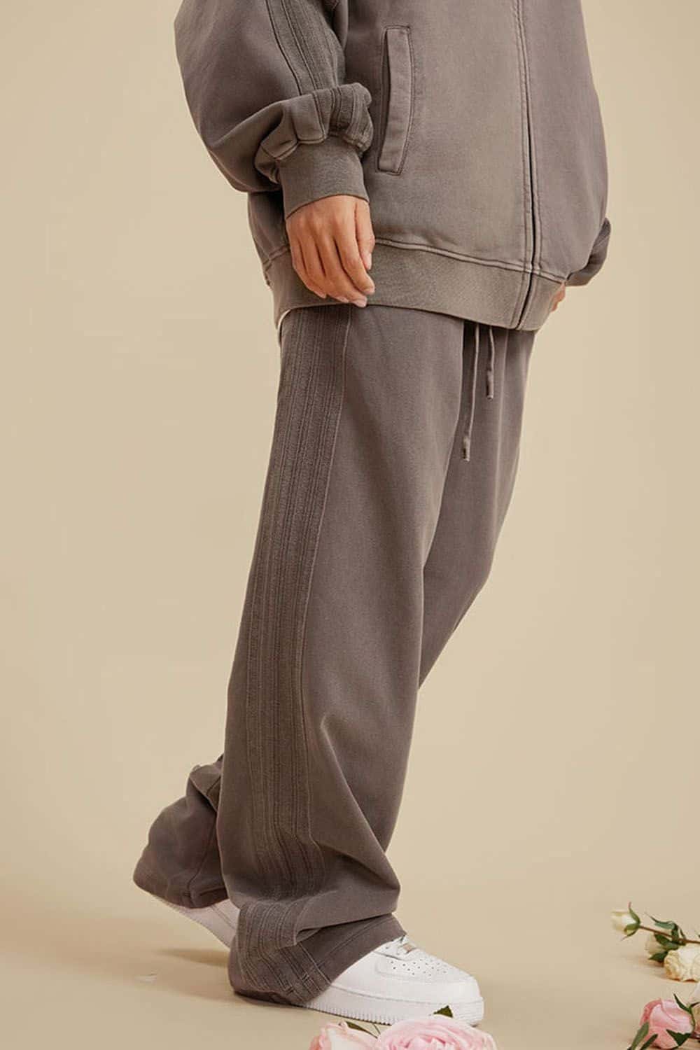 Heavyweight 450g Water-Washed Straight-Leg Jogger Pants