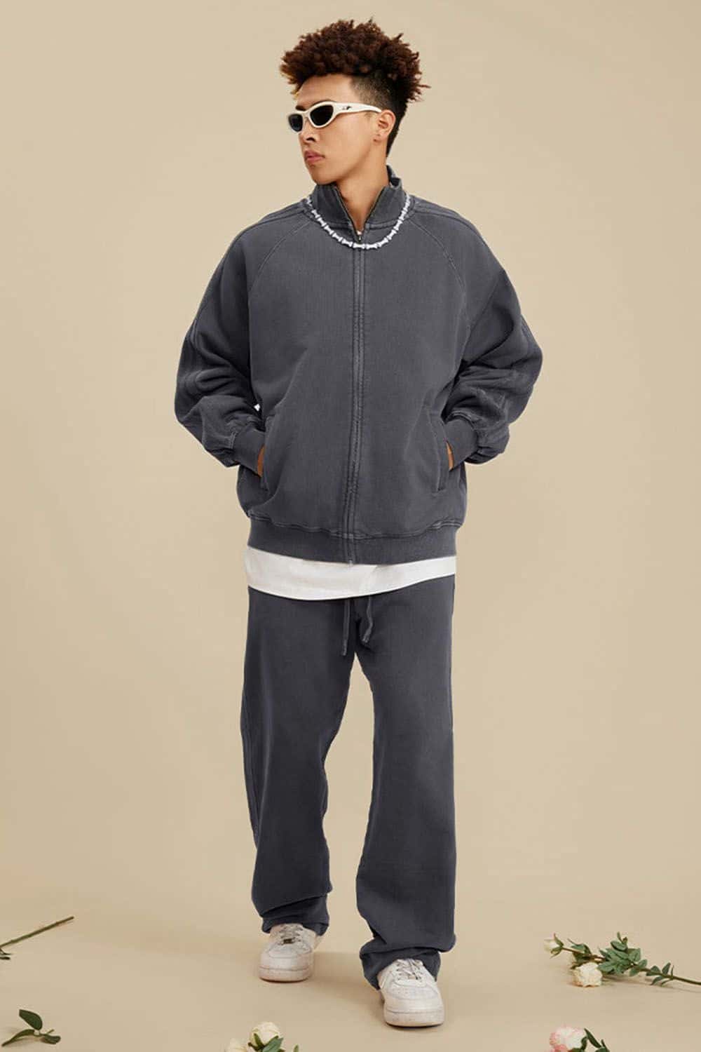 Heavyweight 450g Water-Washed Straight-Leg Jogger Pants