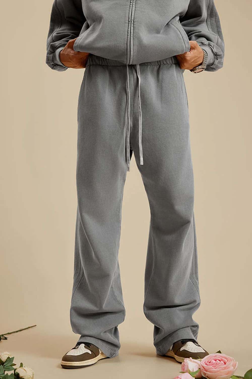 Heavyweight 450g Water-Washed Straight-Leg Jogger Pants