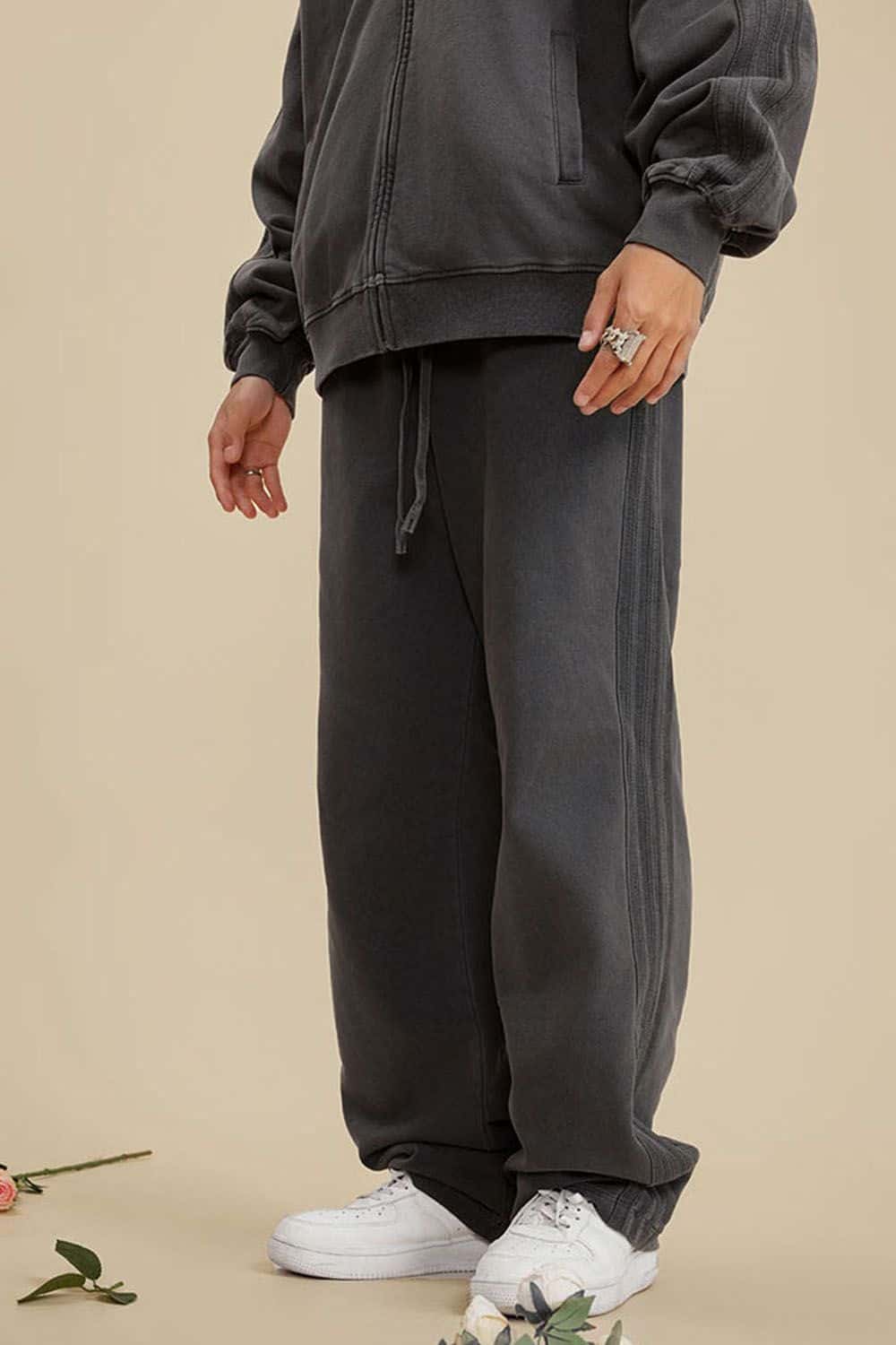 Heavyweight 450g Water-Washed Straight-Leg Jogger Pants